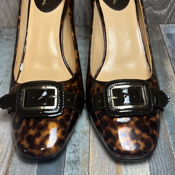 Cole Haan Nike Air Women’s Leopard Print Patent Leather Heels Square Toe Sz. 10B - Picture 4 of 13
